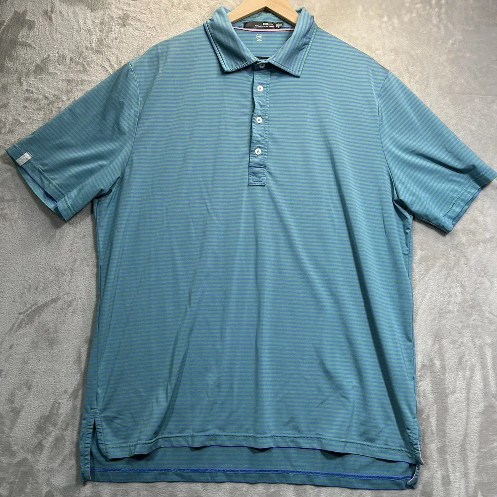 Polo Ralph Lauren RLX Polo Shirt Mens XL Striped Wicking Performance Golf
